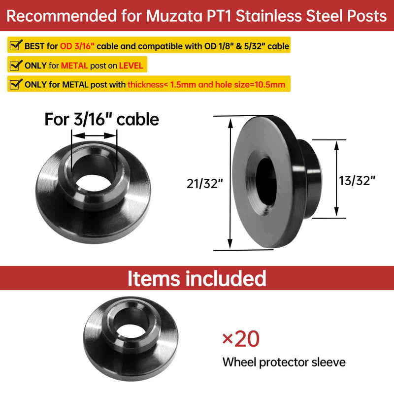 Load image into Gallery viewer, Muzata for 1/8&quot; - 3/16&quot; Wire Rope T316 Protector Sleeve CR90 - Muzata
