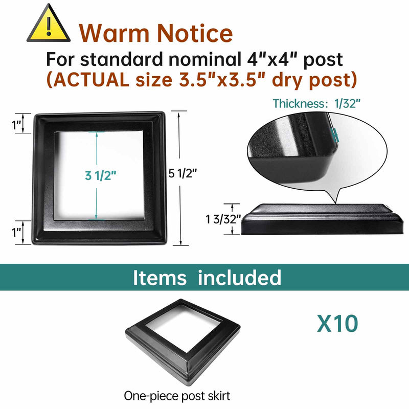 Load image into Gallery viewer, Muzata 4x4 (Actual 3.5&quot;x 3.5&quot;)  One-Piece Post Base Cover WT09 - Muzata
