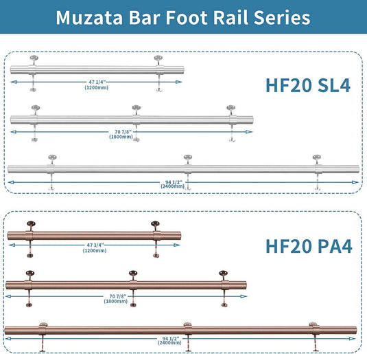 Brass Bar Foot Rail Kits 2 - Choose Finish- Bracket- Rail Length