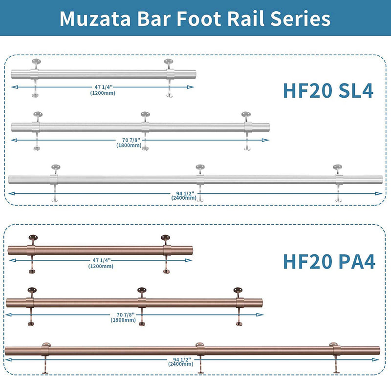 Load image into Gallery viewer, Muzata Brushed Bar Foot Rail Kit 2&#39;&#39;OD Stainless Steel Tubing HF20 SL4 - Muzata
