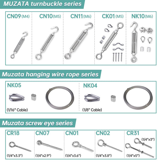 Muzata 0.9inch T316 Eye Screw CN18