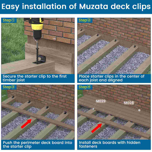 Muzata Nylon Hidden Deck Fastener T Clips M029 - Muzata