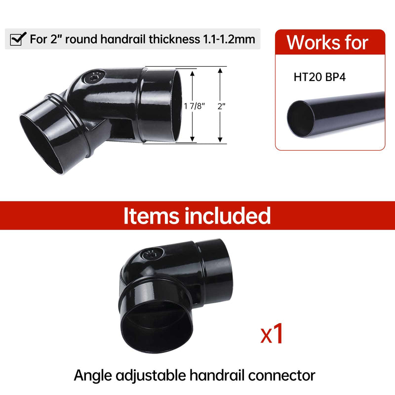 Load image into Gallery viewer, Muzata 180 Degree Adjustable Black Elbow Connector for Round Handrail, HA08 BP4 - Muzata
