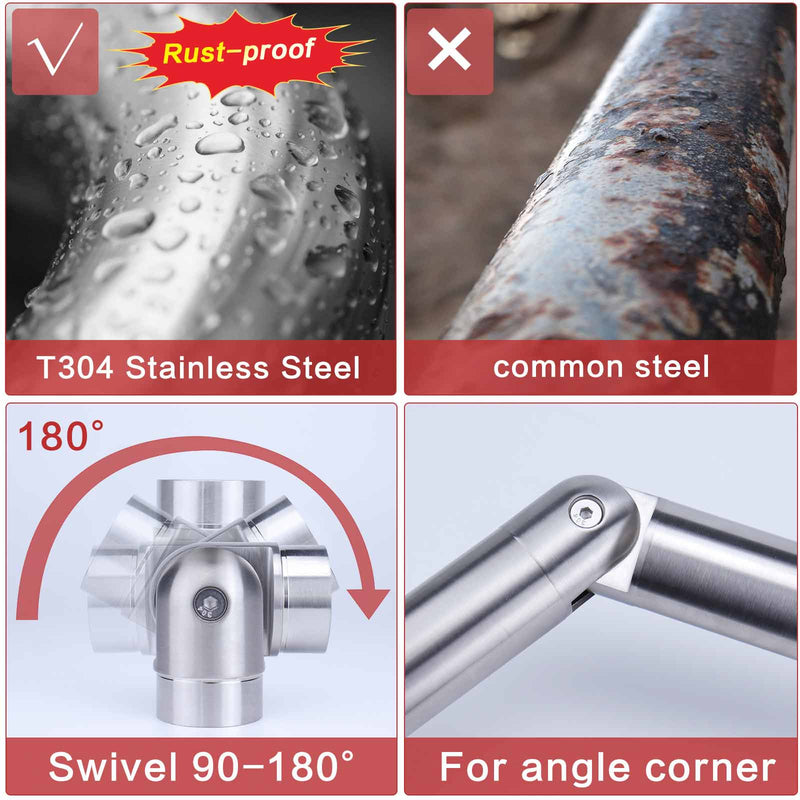 Load image into Gallery viewer, Muzata 180 Degree Adjustable Elbow Connector Brushed for Round Handrail, HA08 SL4 - Muzata
