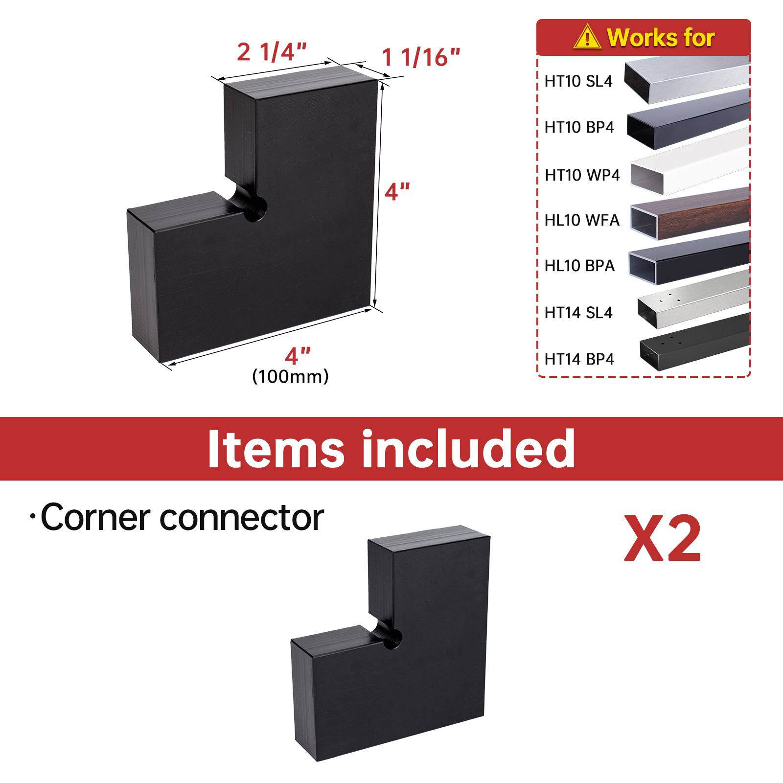 Muzata 90 Degree Flat Handrail Corner Connector HA02 BNP - Muzata