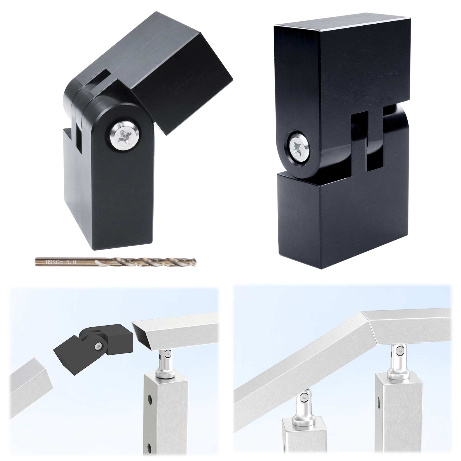 Pivot Shutter Railing System Muzata Flat Handrail Vertical Pivot Connector