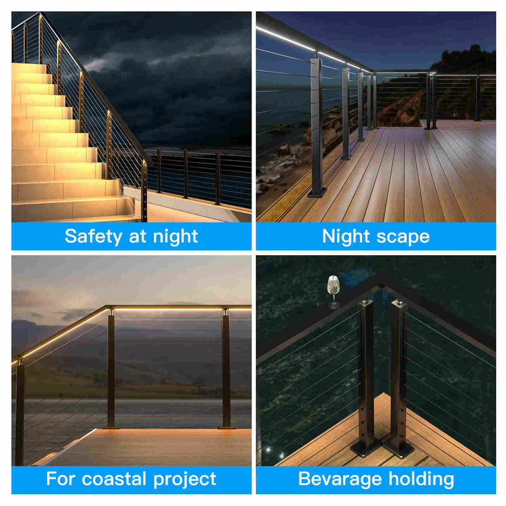 Muzata 6'6" LED Aluminum Lights Black Handrail