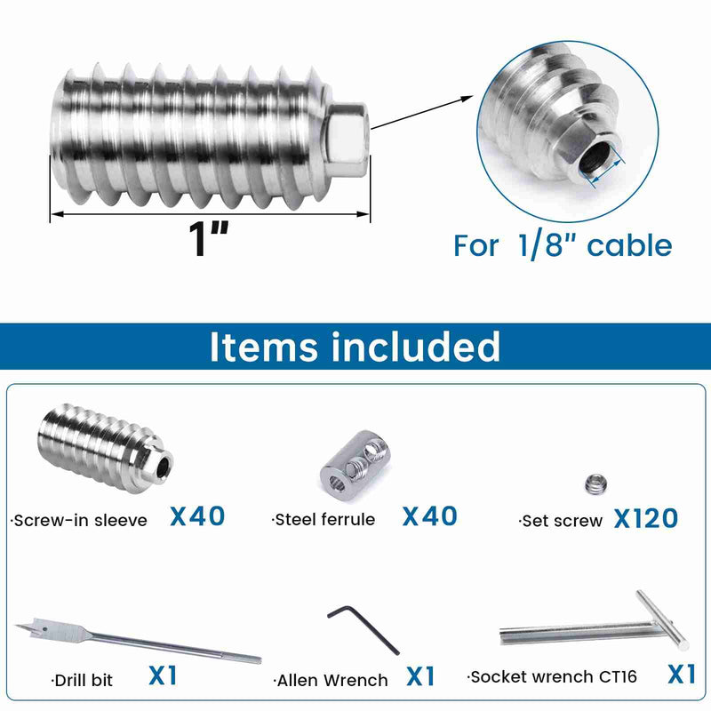 Load image into Gallery viewer, Muzata 1/8&quot; T316 Invisible Lag Screw Tensioner CB16 - Muzata
