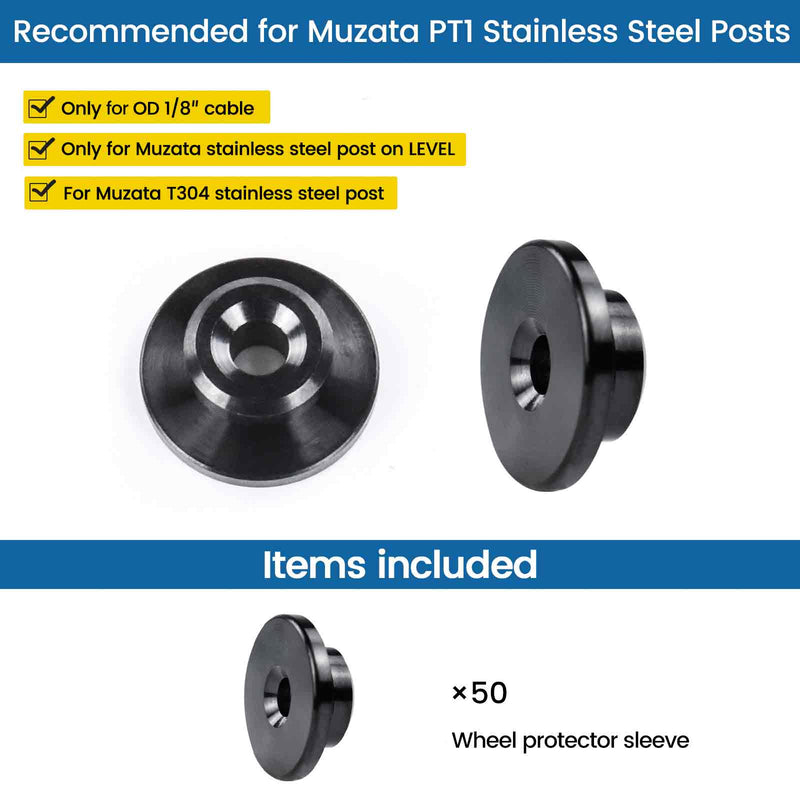 Load image into Gallery viewer, Muzata 1/8&#39;&#39; Black T316 Protector Sleeve for Metal Post CR72 - Muzata
