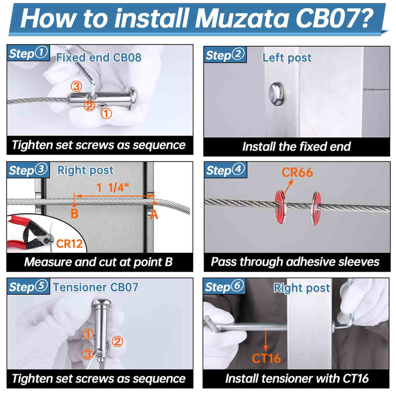 Load image into Gallery viewer, Muzata Invisible Swageless Cable Railing Tensioner 1/8&quot; 10Pack CB07 - Muzata
