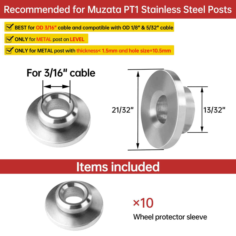 Load image into Gallery viewer, Muzata 1/8&quot;-3/16&quot; T316 Protector Sleeve for Wire Rope, CR90 - Muzata
