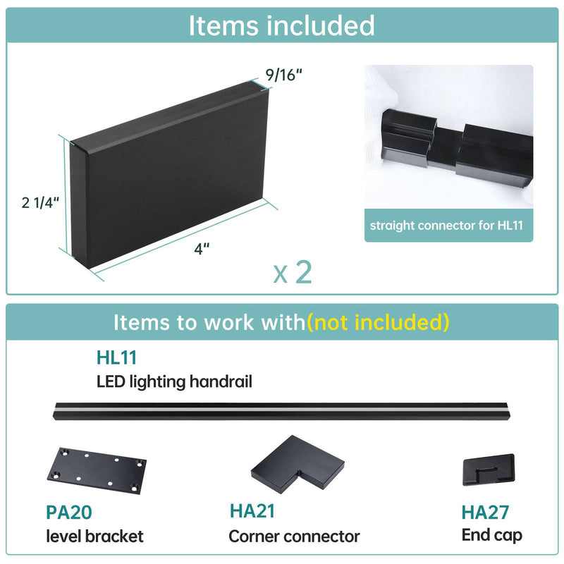 Load image into Gallery viewer, Muzata 2Pack LED Handrail Extension Connector, HA20 BNP - Muzata
