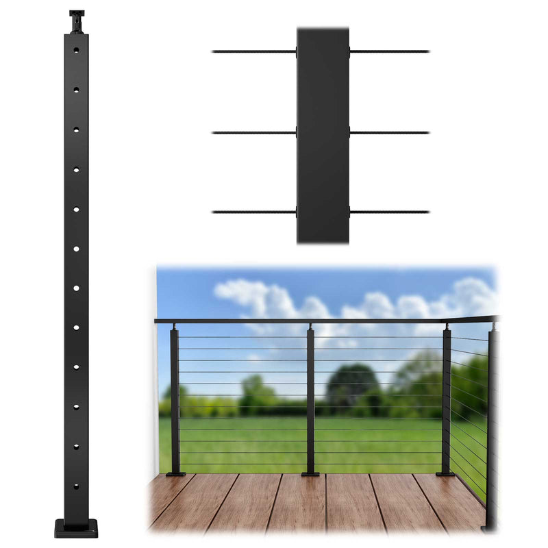 Load image into Gallery viewer, Muzata 42&quot;x2&quot;x2&quot; Level-drilled Top Black Post Stainless Steel PS01 BH4L - Muzata
