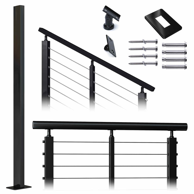 Load image into Gallery viewer, Muzata cable railing black rectangle post T304 stainless steel 36&quot;x1&quot;x2&quot;PS11 BN4S 1 Pack-Substore - Muzata
