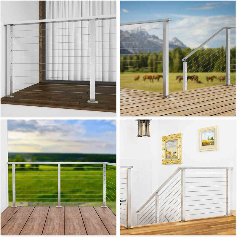 Load image into Gallery viewer, Muzata Cable Railing Post Single-drilled 36&quot;x2&quot;x2&quot; (Post Body 35&quot;) Flat Top Brushed Stainless Steel, PS02 LS4S 1 Pack-Substore - Muzata
