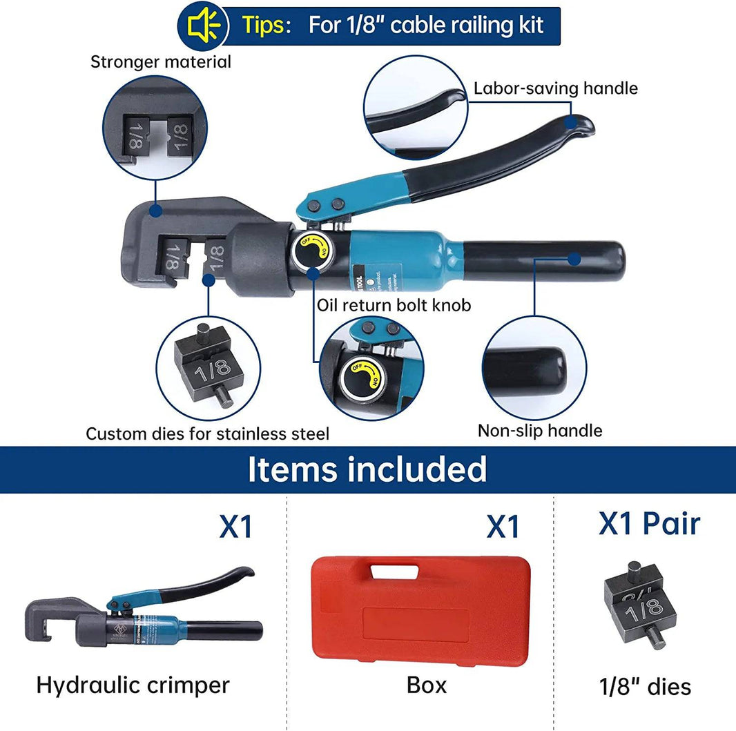 Muzata 45kn Hydraulic Hand Crimper Tool With 18 Dies Cr09 Muzata