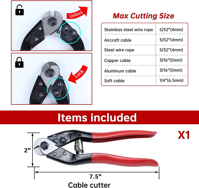 Load image into Gallery viewer, Muzata 8&quot; Cable Cutter Up to 5/32&quot; Heavy Duty CR15 - Muzata
