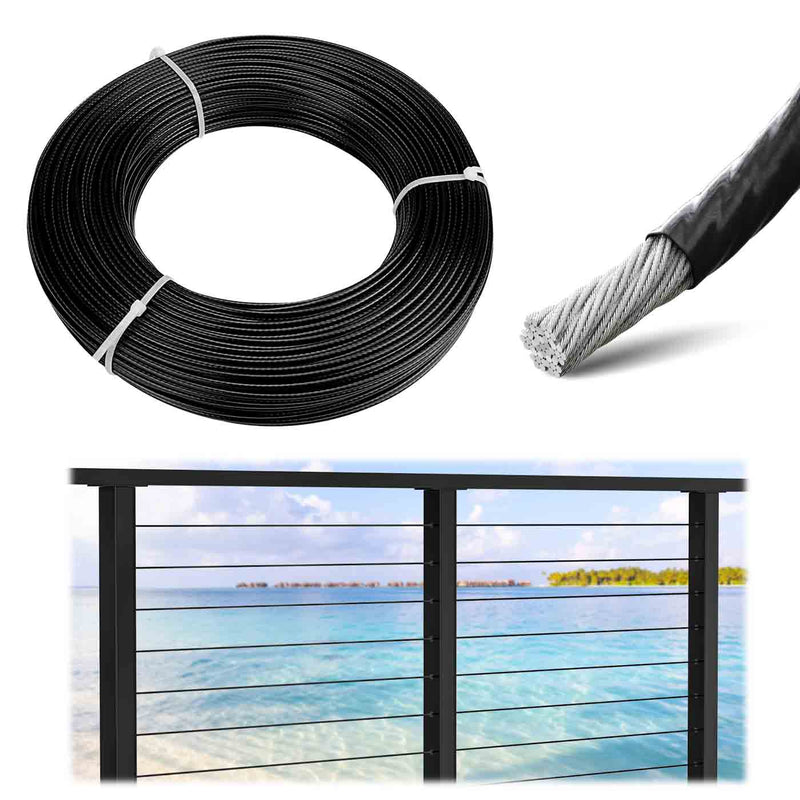 Load image into Gallery viewer, Muzata 1/8&quot; T316 165ft Black Vinyl-Coated Wire Rope WR22 - Muzata
