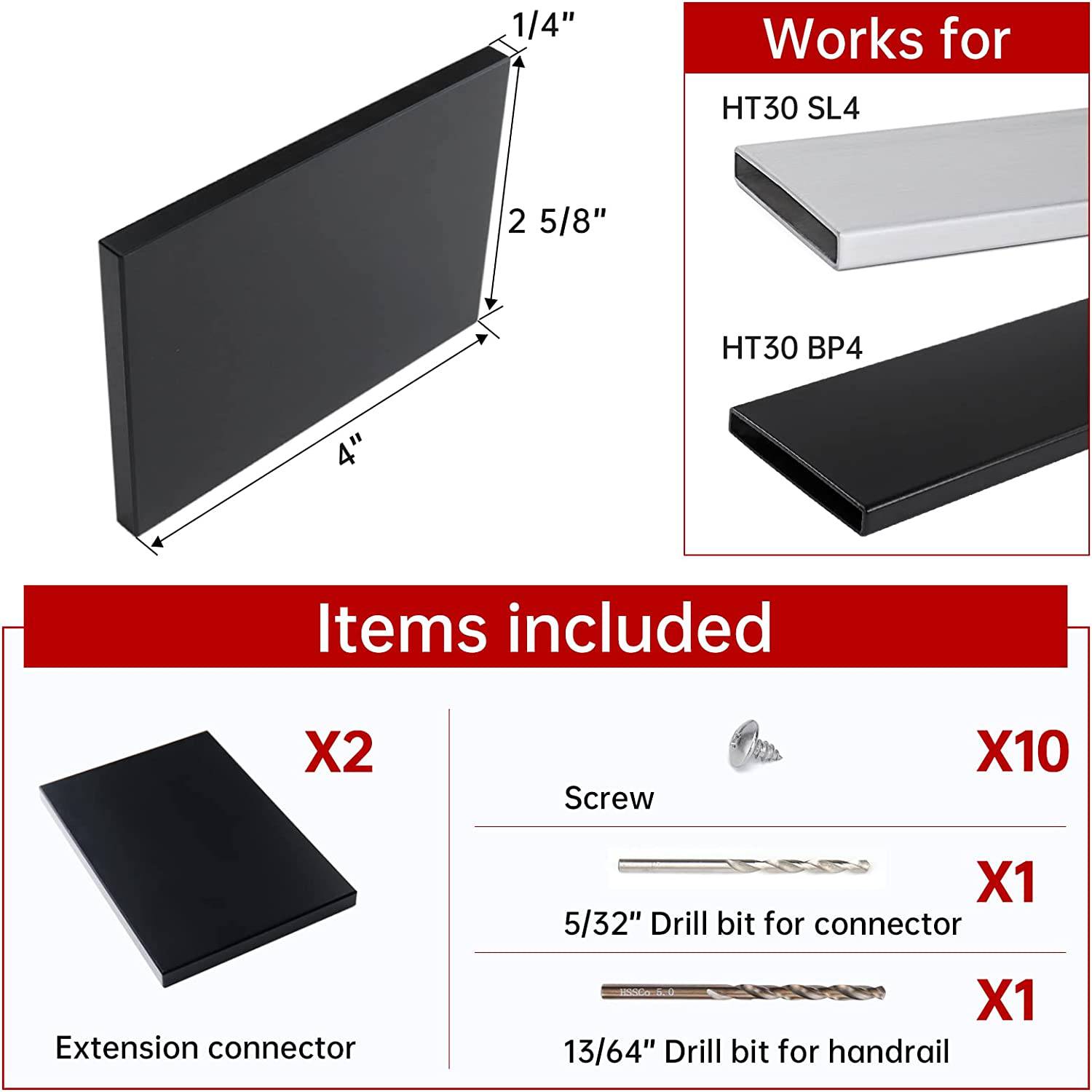 Muzata 2Pack Thin Handrail Extension Connector 90 Degree, HA15 BNP - Muzata