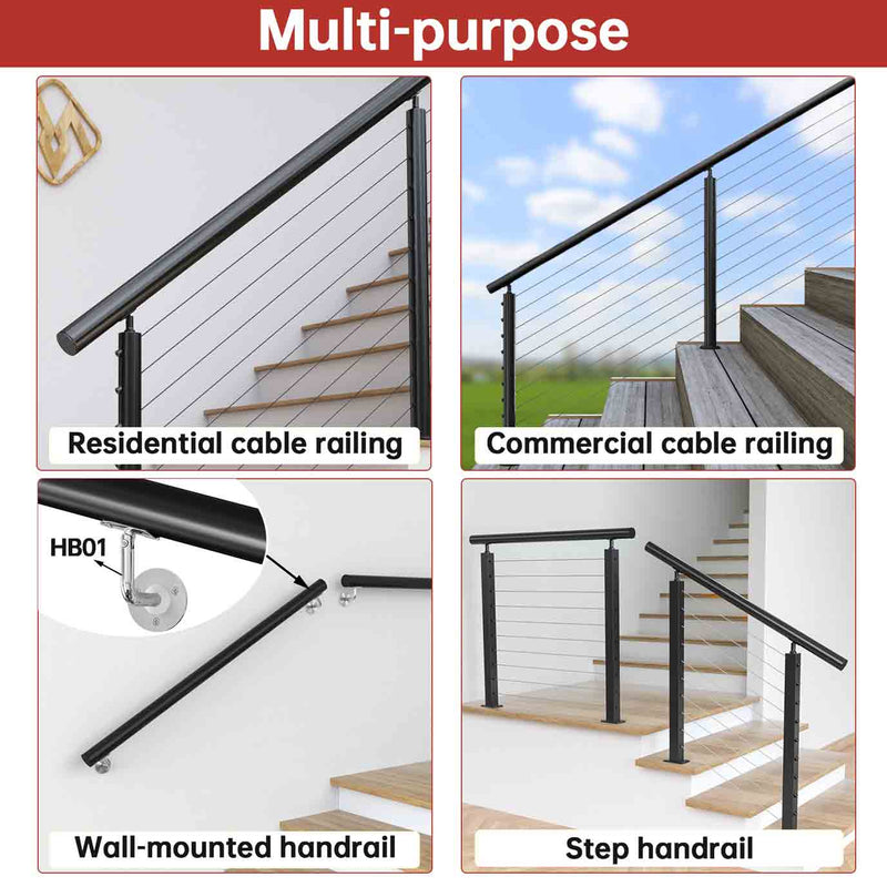 Load image into Gallery viewer, Muzata 6&#39;6&quot; Aluminum Black Round Handrails 2&quot;OD HL20 BFA - Muzata
