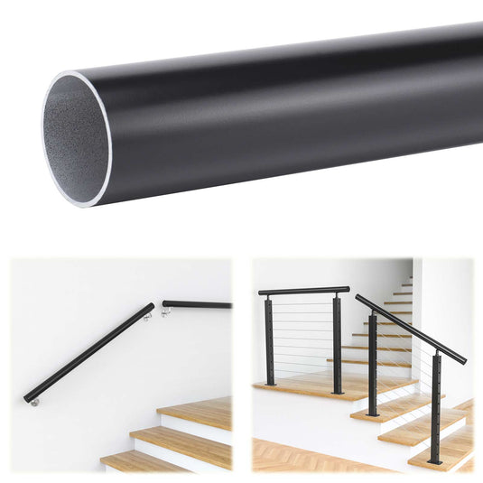 Muzata 6'6" Aluminum Black Round Handrails 2"OD HL20 BFA - Muzata