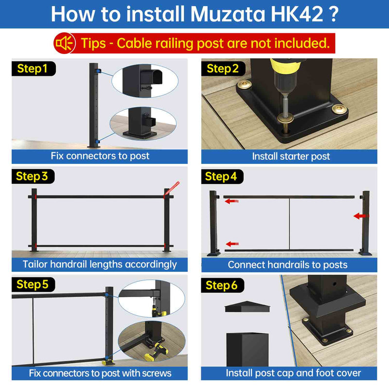 Load image into Gallery viewer, Muzata 6&#39;6&quot; Black Aluminum Handrail Kit HK42 BPA - Muzata
