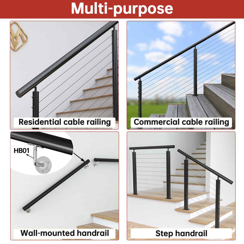 Load image into Gallery viewer, Muzata 6&#39;6&quot; Round Handrail 2&quot;OD Stainless Steel Black HT20 BP4 - Muzata
