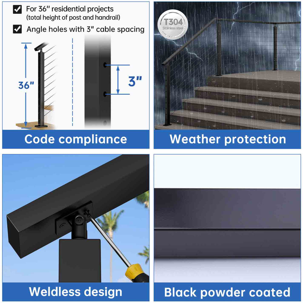 Shop Metal Posts For Cable Railings | Muzata Railing
