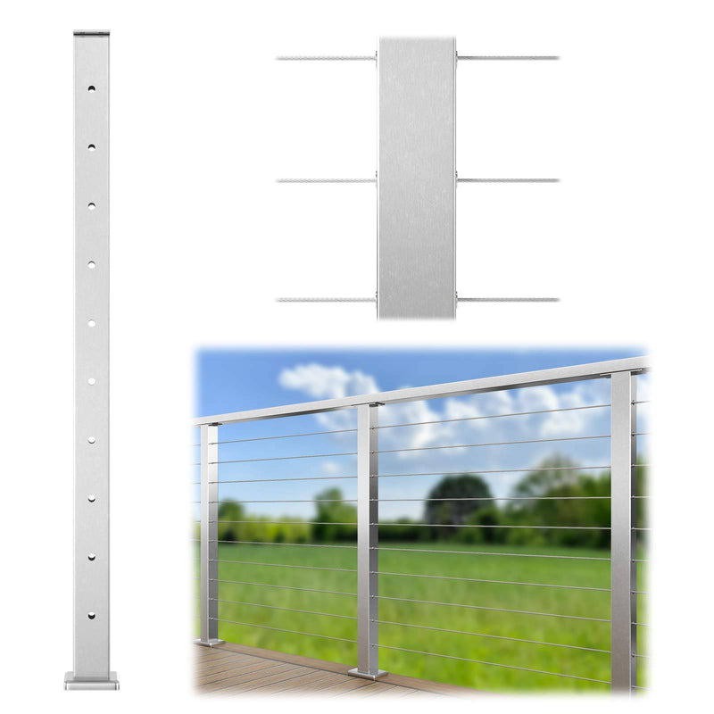 Load image into Gallery viewer, Muzata 36&quot;x2&quot;x2&quot; Level-Drilled Stainless Steel Post PS02 LH4S - Muzata
