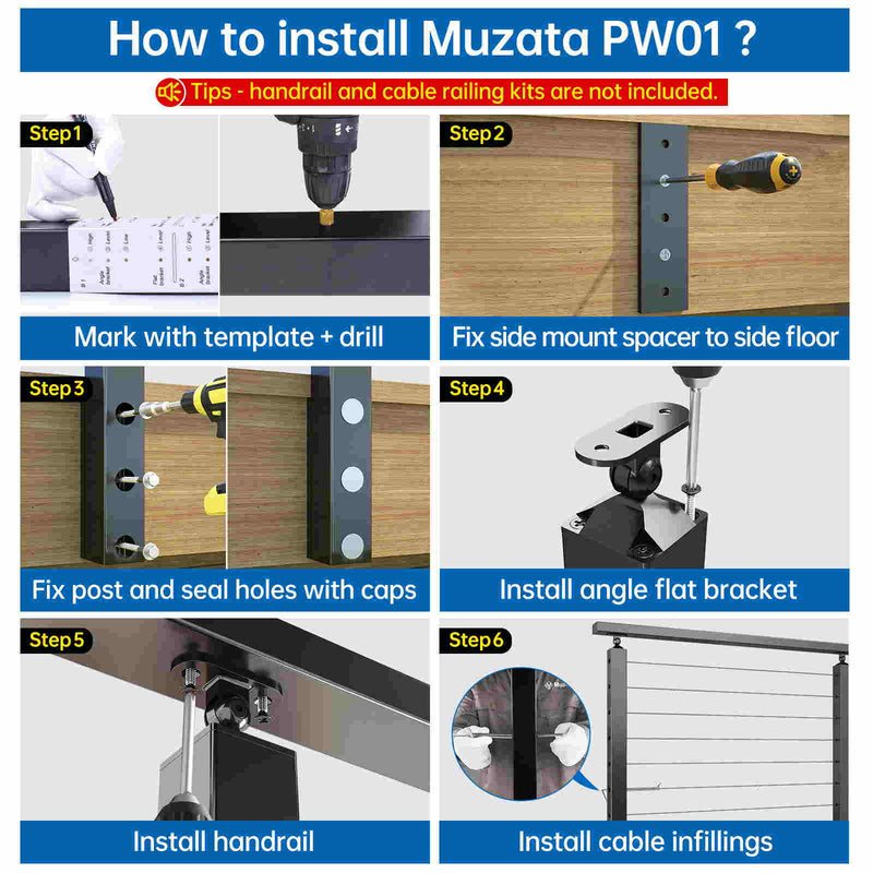 Load image into Gallery viewer, Muzata 42&quot;X2&quot;x2&quot; (Post Body 47&quot;) Aluminum Undrilled Black Angle Top Side Mount Post, PW01 BNAL - Muzata
