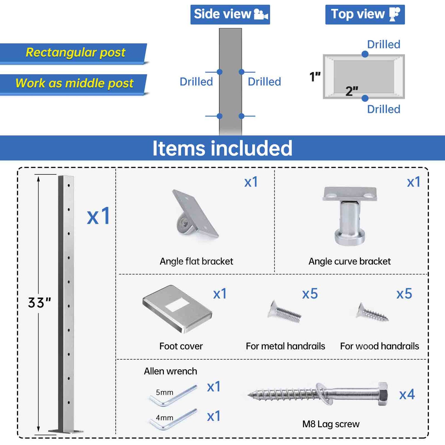 Shop Metal Posts For Cable Railings | Muzata Railing – Page 3