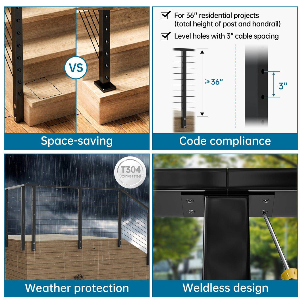 Slime Post Railing Shop Metal Posts For Cable Railings | Muzata Railing