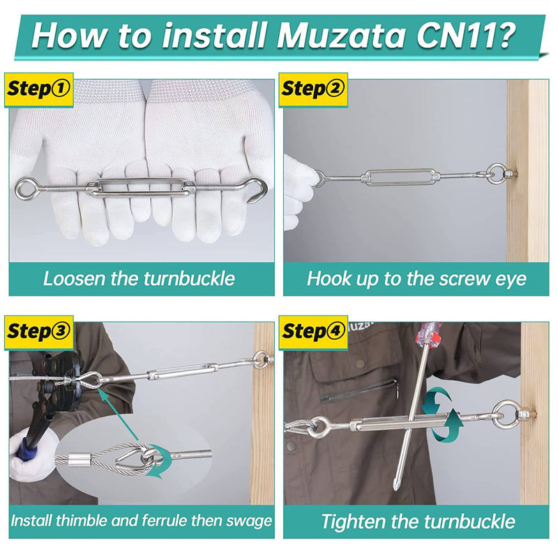 Load image into Gallery viewer, Muzata M6 Heavy Duty Hook and Eye Turnbuckle CN11 - Muzata
