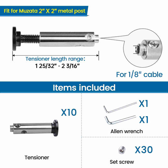 ARESSCORP 1/8" Wall Mounted Toggle Swageless Terminal – Single Pack
