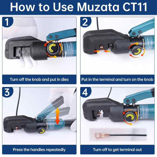 Muzata 45KN Hydraulic Crimper Tool with 9 Pairs Dies, CT11 - Muzata