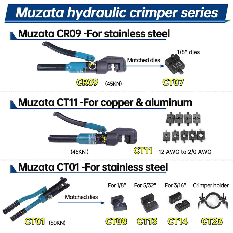 Load image into Gallery viewer, Muzata 1/8&quot; Hydraulic Crimpers CT07 Fit for CR09 or CK12 - Muzata
