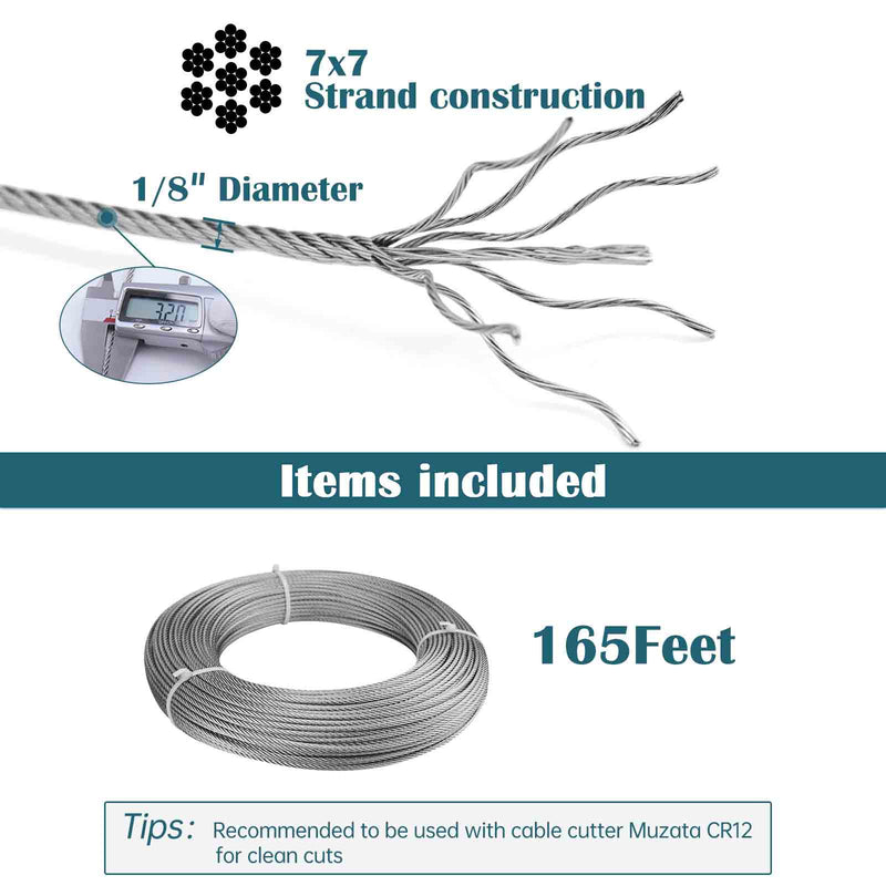 Load image into Gallery viewer, Muzata 1/8inch Stainless Steel Wire Rope 7x7 Strand WR01 - Muzata
