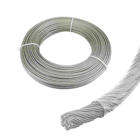 Muzata 165ft 1/8" Thru 3/16" Crystal Vinyl Coated Wire Rope for 1/8" Cable Railing System WR07 - Muzata