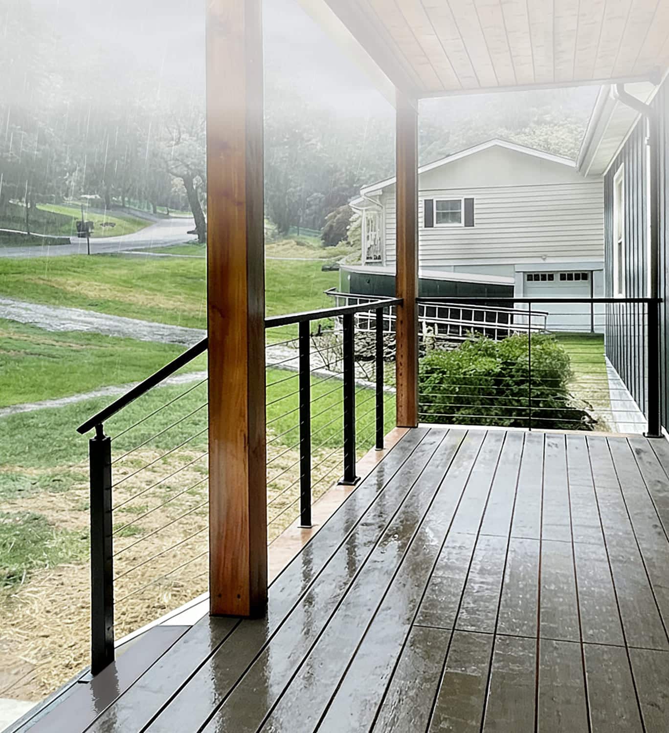 Durable, Corrosion-Resistant Railing built to last—even rainy weather.