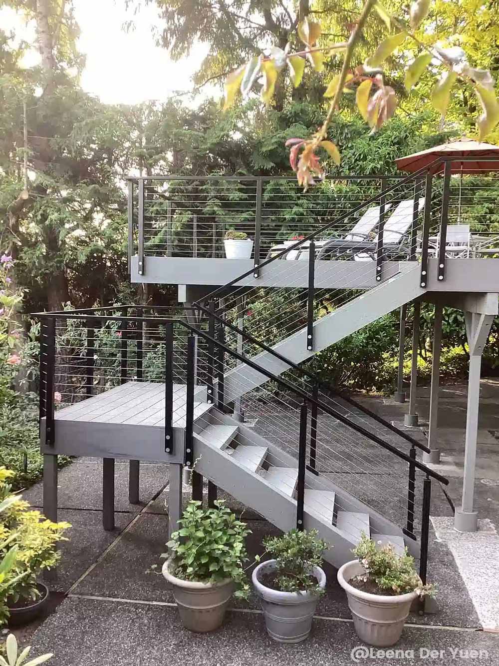 side mounted cable railing on square steel posts