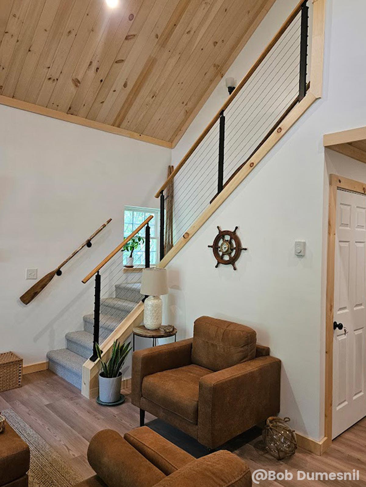 slope mounted cable railing-system for stairways with stainless steel fittings