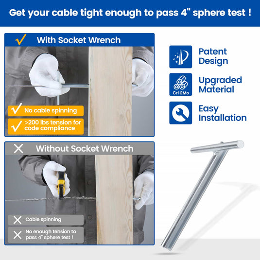 Muzata CT16 socket wrench comparison for cable tensioning installation