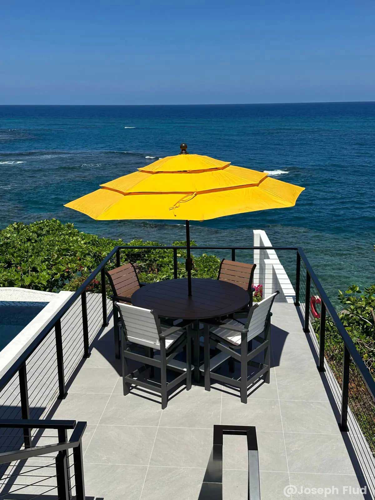 surface mounted cable railing on metal posts for decks