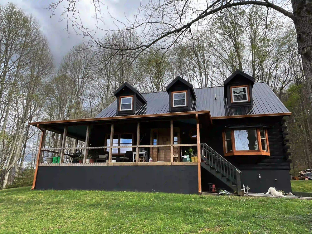 wood cable railing for forest  cabin