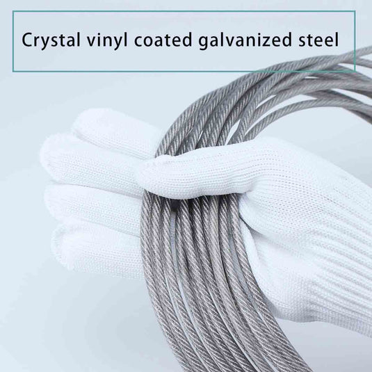 Muzata 330ft 1/8'' Thru 3/16'' Crystal Vinyl Coated Galvanized Steel Wire Rope for 1/8