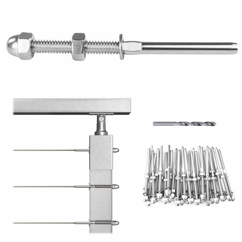 Load image into Gallery viewer, Muzata 1/8&quot; Swage Threaded Stud Tensioner Cable Railing Kit CR23
