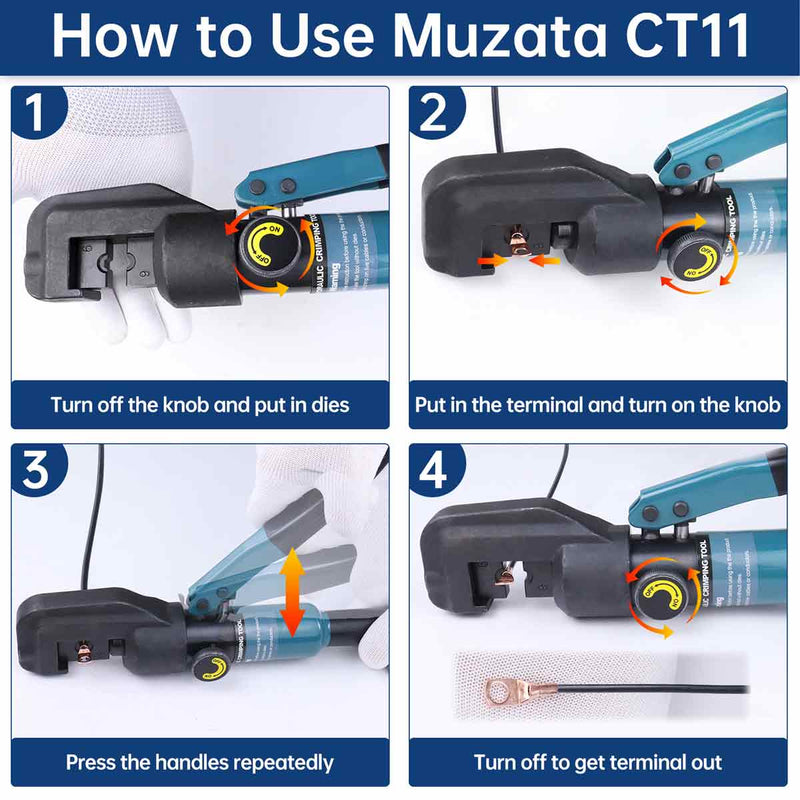 Load image into Gallery viewer, Muzata 45KN Hydraulic Crimper Tool with 9 Pairs Dies CT11
