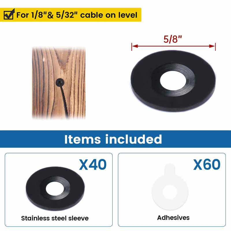 Load image into Gallery viewer, Muzata black T316 adhesive sleeves of multiple holes for wood metal posts
