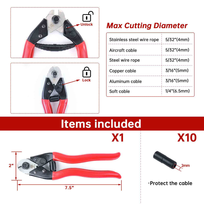 Load image into Gallery viewer, Muzata 1Pack 8&quot; Cable Cutter with Accessories M015
