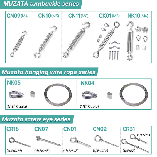 Muzata 2.9Inch M6 Screw Eye Hook CN07